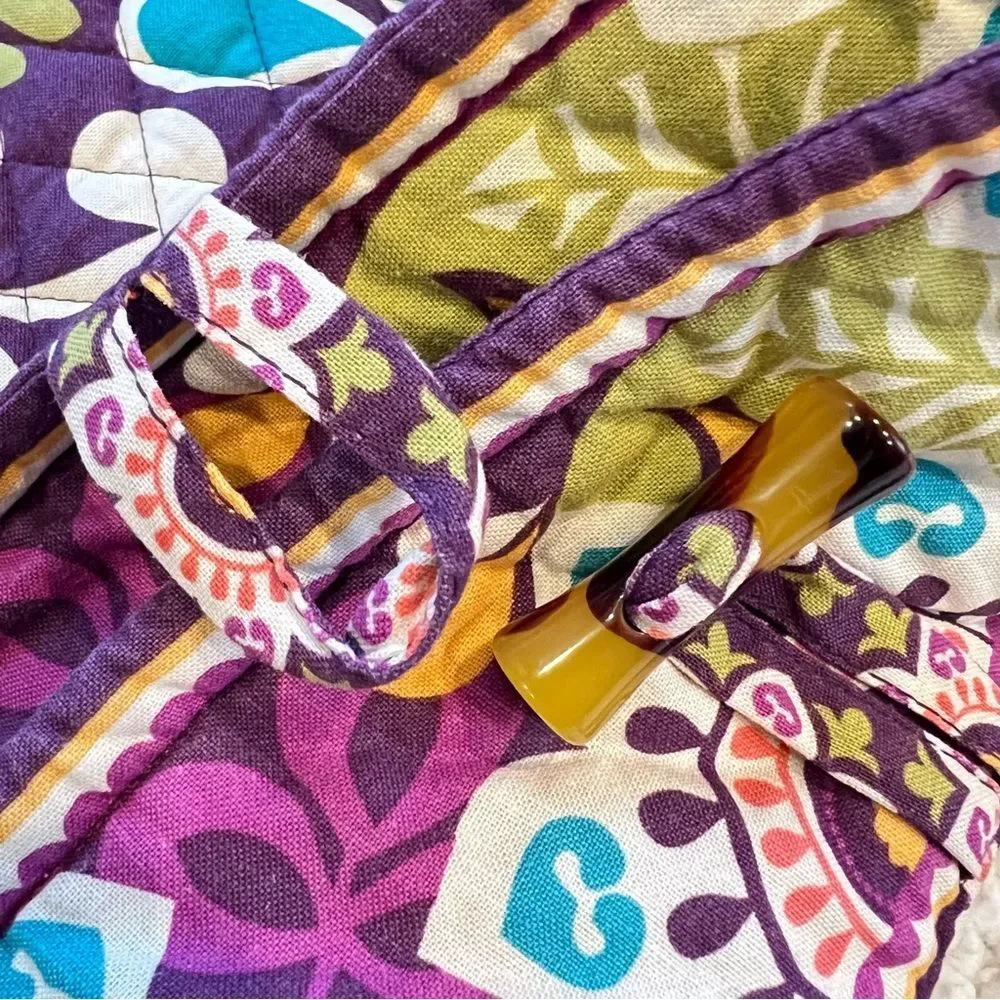 Vera Bradley Retired Plum Crazy Floral Pattern Tote Bag Purse - Picture 10 of 15